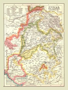 Map of Punjab, Sind, Rajputana and Kashmir, 1902.  Creator: Unknown.