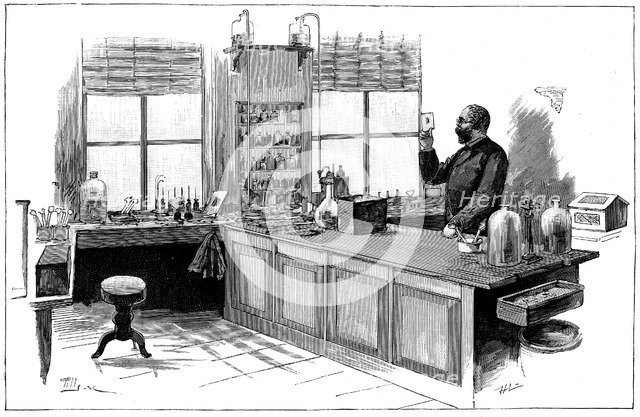 Robert Koch (1843-1910), German bacteriologist and physician in his laboratory. Creator: Unknown.