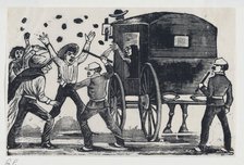 Men fighting near a horse and carriage, ca. 1900-1910., ca. 1900-1910. Creator: José Guadalupe Posada.