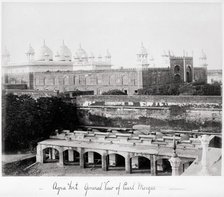 Agra Fort, Genral View of Pearl Mosque, Late 1860s. Creator: Samuel Bourne.