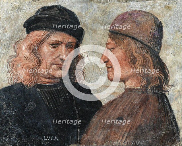 Self-Portrait with Niccolò di Angelo (Franchi), c. 1504. Creator: Signorelli, Luca (ca 1441-1523).