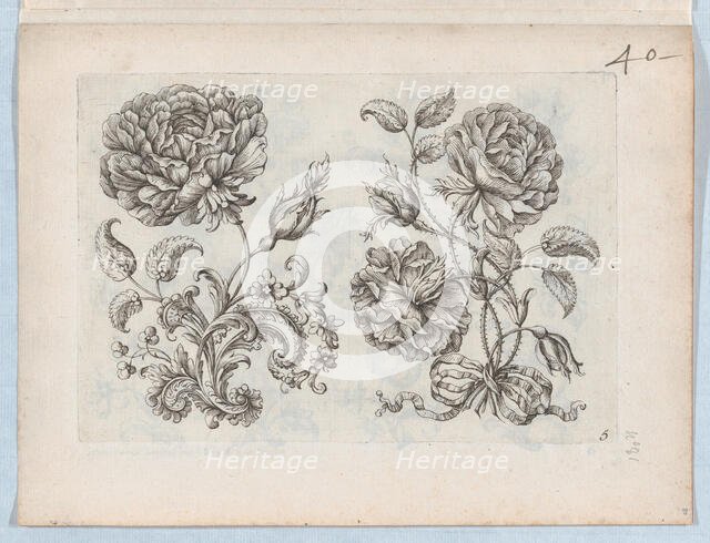 Series of Small Flower Motifs, Plate 5, ca. 1670-85., ca. 1670-85. Creator: Paul Androuet Du Cerceau.