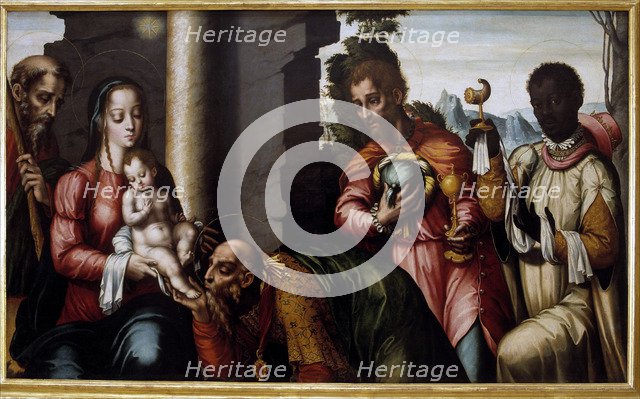 Adoration of the Magi', oil by Luis Morales.