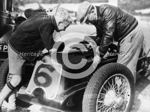 Billy Cotton Senior and Junior with a Riley. Artist: Unknown