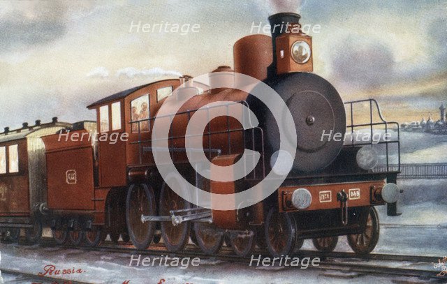 Railway Express from St. Petersburg to Moscow, 1920s drawing.