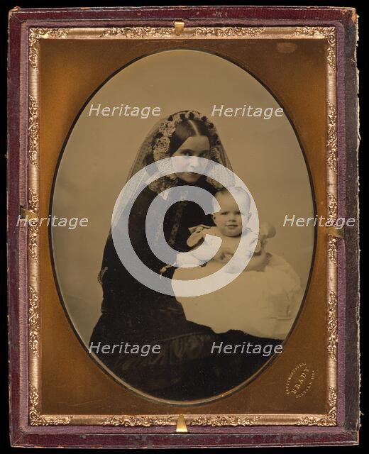 Portrait of a woman and child, about 1851. Creator: Mathew Brady.