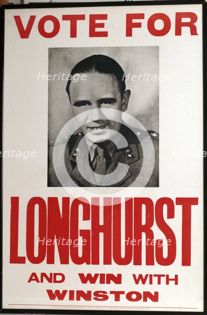 Poster for Henry Longhurst, elected Member of Parliament, c1943. Artist: Unknown