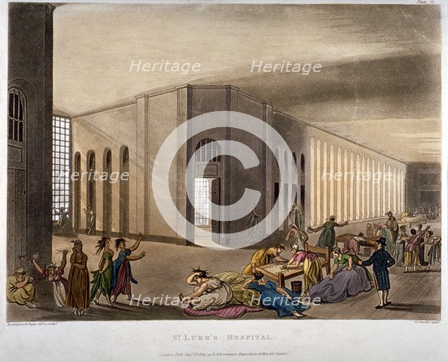 Interior view of St Luke's Hospital, Old Street, Finsbury, London, 1809. Artist: Joseph Constantine Stadler