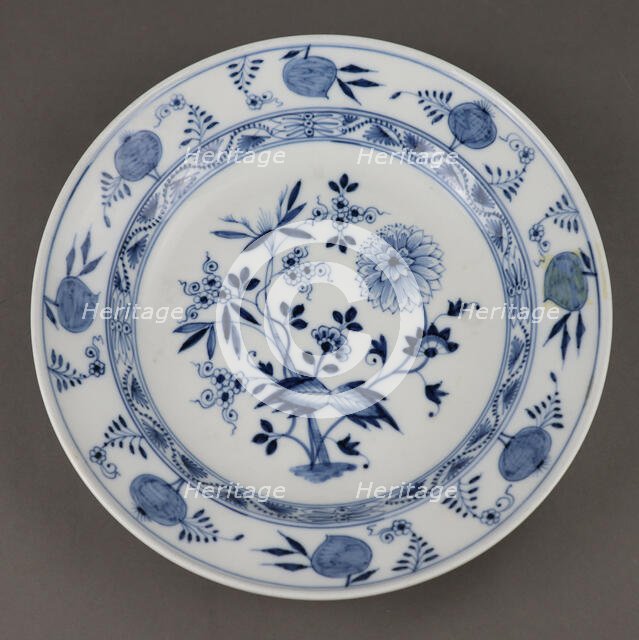 Meissen porcelain plate, onion pattern, 1774-1814. Creator: West European Applied Art.