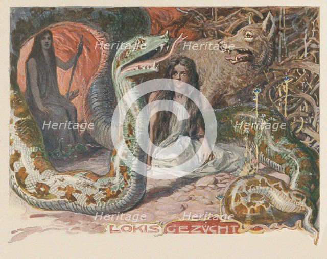 Loki's brood. From Valhalla: Gods of the Teutons, c. 1905.