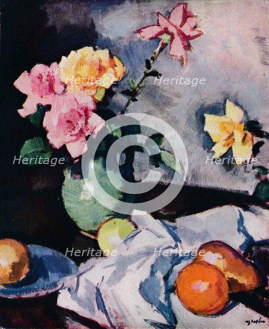 'Roses and Fruit', c1931. Artist: Samuel John Peploe.