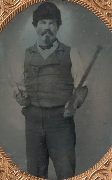 Slate Roofer Holding Slate Hammer and Iron Bar, 1850s-60s. Creator: Unknown.