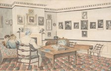 Drawing Room at Hatton, Warwickshire, 1820-30. Creator: Attributed to Granddaughters of Dr. Samuel Parr.