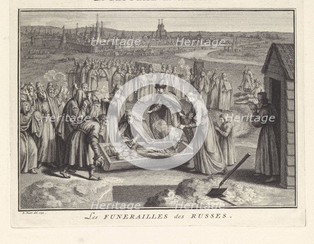 Funeral in Russia, 1732. Artist: Picart, Bernard (1673–1733)