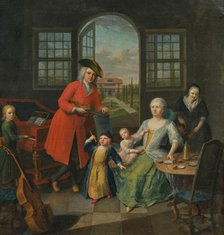 A family playing music in an interior, 1734. Creator: Waerdigh, Dominicus Gottfried (1700-1789).