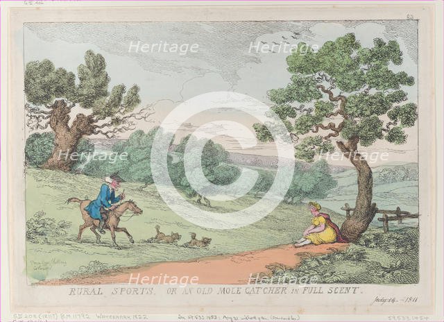 Rural Sports, or an Old Mole Catcher in Full Scent, [1811], reprint., [1811], reprint. Creator: Thomas Rowlandson.