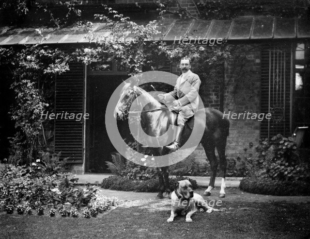 A gentleman seated on his horse, with his dog in the foreground, Oxfordshire, c1860-c1922. Artist: Henry Taunt