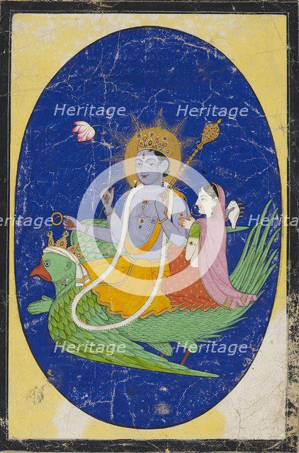 Vishnu and consort mounted on Garuda, 19th century. Artist: Unknown.