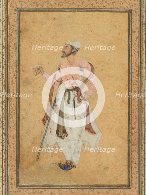 A Mughal courtier, c. 1575; border added probably 1700s. Creator: Unknown.