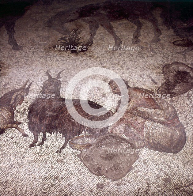 Detail of Floor Mosaic at Great Palace, Istanbul, Reign of Justin, 565-575. Artist: Unknown.