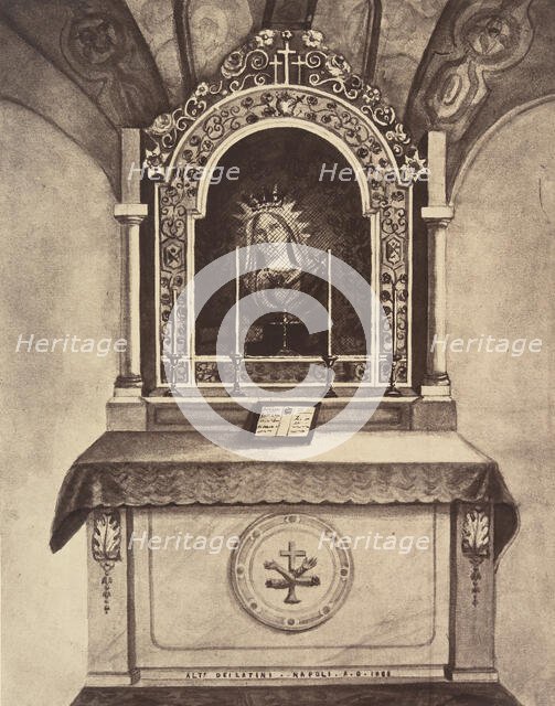 XIIIe Station. Jésus est remis entre les mains de sa mère. Cet autel est construi..., 1860 or later. Creators: Louis de Clercq, H Jannin.