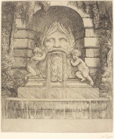 Fountain: Grotesque, Children and Basin (Une fountaine: Masque, enfants et bassin). Creator: Alphonse Legros.