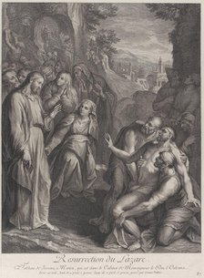 The Raising of Lazarus, with Christ standing at left, ca. 1729. Creator: Simon Vallee.