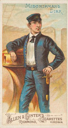 Midshipman's Dirk, from the Arms of All Nations series (N3) for Allen & Ginter Cigarettes ..., 1887. Creator: Allen & Ginter.