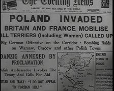 The Front Page of the Evening News on Friday September the First Reading 'POLAND..., 1939. Creator: British Pathe Ltd.