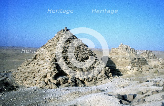 Small pyramids at Giza (Gizeh), Ancient Egyptian. Artist: Unknown