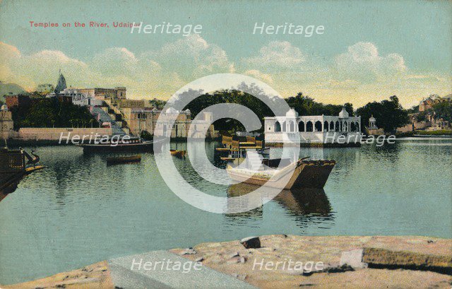 'Temples on the River, Udaipur', c1900. Artist: Unknown.