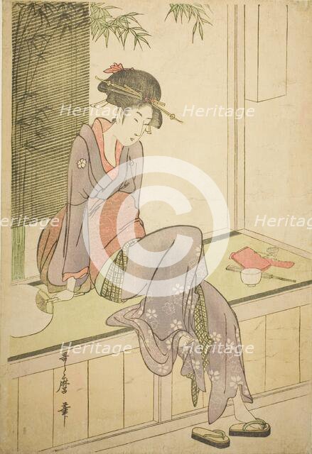 Woman Sitting on Veranda, Japan, c. 1798. Creator: Kitagawa Utamaro.
