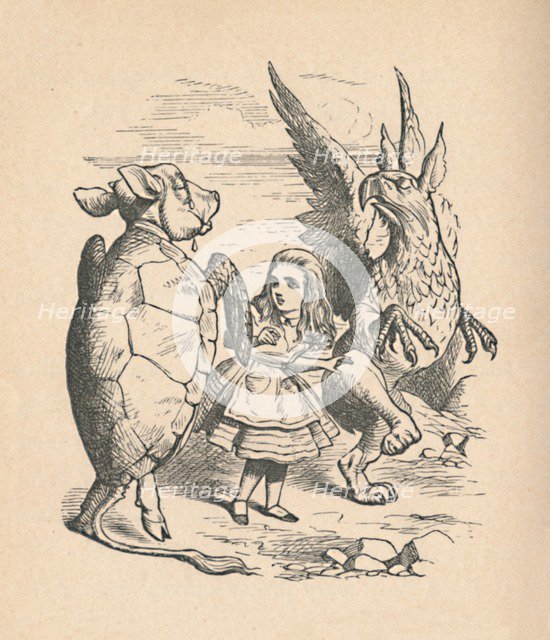 'The Mock Turtle, Alice and The Gryphon', 1889. Artist: John Tenniel.