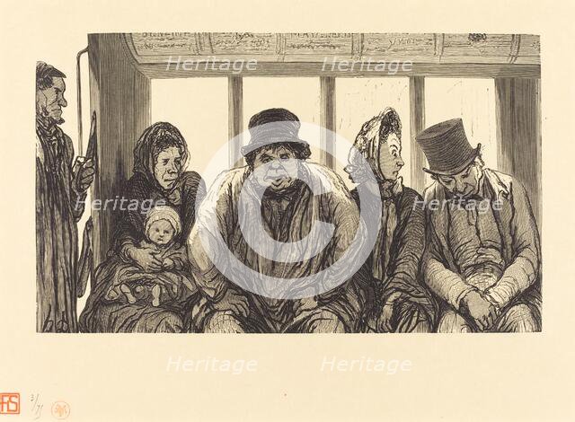 Interieur d'un omnibus, 1864. Creator: Charles Maurand.