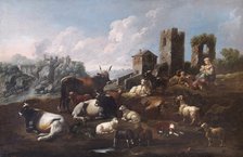 'Shepherd and Cattle', late 17th or early 18th century. Artist: Philipp Peter Roos.