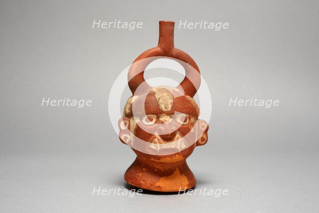 Stirrup Vessel in the Form of the Head, Possibly Ai-Apec, 100 B.C./A.D. 500. Creator: Unknown.