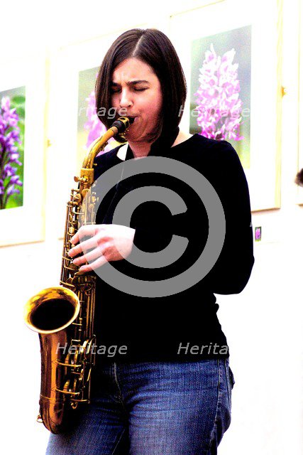 Allison Neale, alto saxophonist, Clocktower Cafe, Croydon, Surrey, 2008.  Artist: Brian O'Connor.
