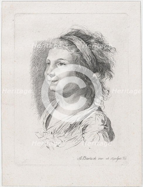 Portrait of Maria Anna Schaubach, 1785. Creator: Adam von Bartsch.