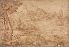 Saint Jerome in a Landscape, c. 1530. Creator: Domenico Campagnola (Italian, 1500-1564).