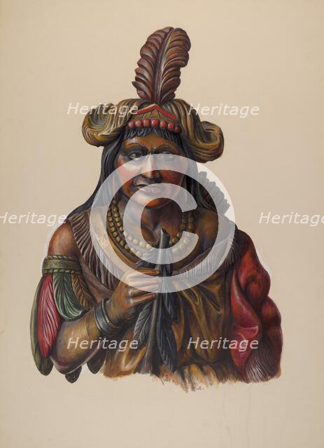 Cigar Store Indian, c. 1937. Creator: Walter Hochstrasser.