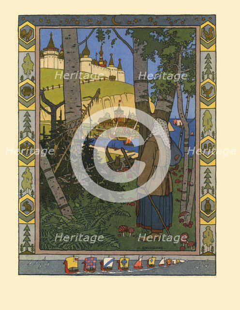 Illustration for the Fairy tale The Feather of Finist the Falcon, 1901-1902. Artist: Bilibin, Ivan Yakovlevich (1876-1942)