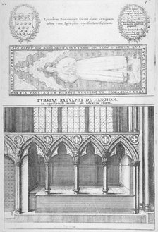Tomb of Sir Ralph de Hengham in old St Paul's Cathedral, City of London, 1656. Artist: Wenceslaus Hollar