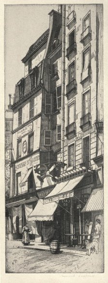 'Au Cor d'Or, Rue du Four', 1915. Artist: Raymond Ray-Jones.