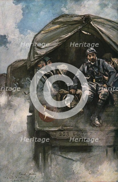 'Verdun; Sur la route de Verdun: la releve', 1916. Creator: Francois Flameng.