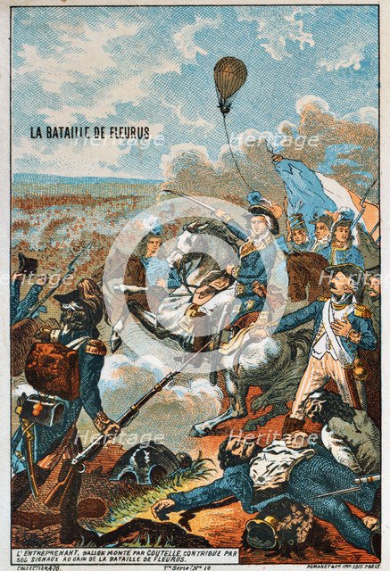 The balloon 'Entreprenant', flown by Coutelle, at the Battle of Fleurus, 1794 (1890s). Artist: Anon
