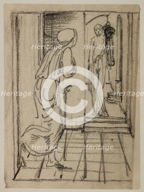 Pygmalion and the Image - Sketch for Pygmalion seeing the Image come to Life, 1867. Creator: Sir Edward Coley Burne-Jones.
