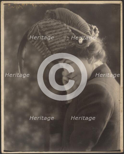 Portrait of a Woman with Feathered Hat, 1907-1943. Creator: Louis Fleckenstein.