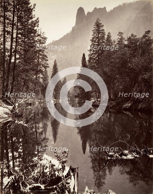 Mirror View of Sentinel Rock, Yosemite, ca. 1872, printed ca. 1876. Creator: Attributed to Carleton E. Watkins.