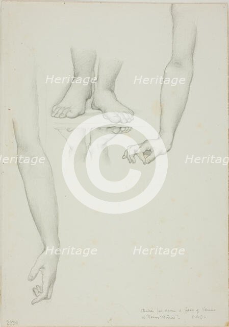 Study for Mirror of Venus: Arms and Feet of Venus, c. 1873-77. Creator: Sir Edward Coley Burne-Jones.