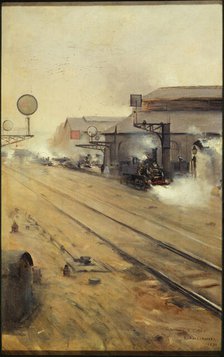 Delivery of locomotives to Batignolles, 1891. Creator: Ernest Jean Delahaye.
